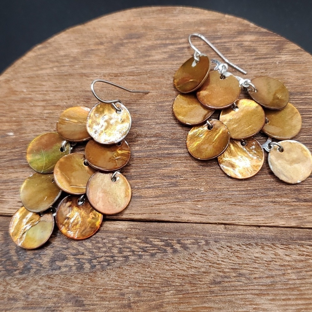E661 mother of pearl abalone‎ shell dangle earrings